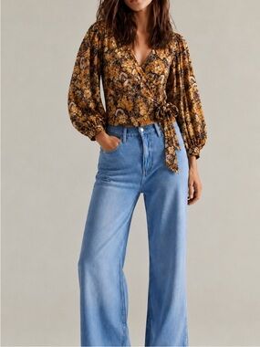 Free people party playlist wrap blouse, sz : small